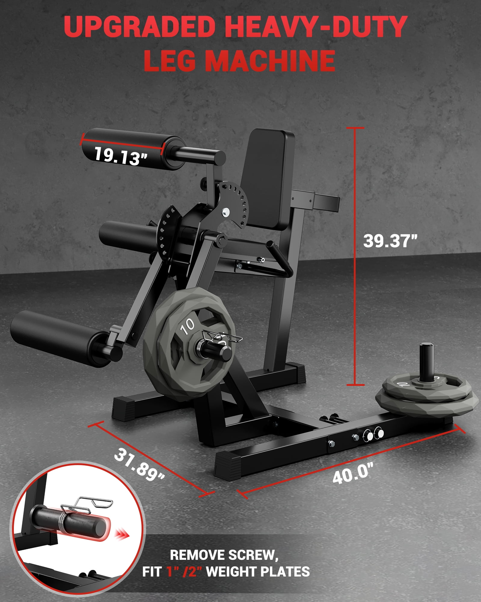 Leg Extension and Curl Machine for Home Gym, 700LB Adjustable Leg Curl Machine for Lower Body Workouts, Seated Leg Workout Equipment Compatible with 1'' and 2'' Weight Plates
