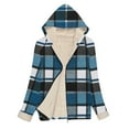 thumbnail image 5 of Winter Plaid Fleece Hooded Jackets for Women Fashion Casual Zip up Long Sleeves Warm Coat, 5 of 6