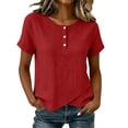 BADHUB Women's Cotton Gauze Tops Summer Short Sleeve Button Neck Henley ...