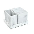 thumbnail image 1 of hometrends Faux Marble 4 Piece Vanity Organizer Set with Magnetic Side, sandstone vanity organizer, 1 of 8