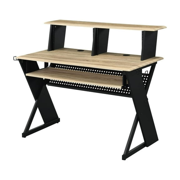 Music Desk Organizer - Recording Studio Workstation - Keyboard Tray & Monitor Shelf