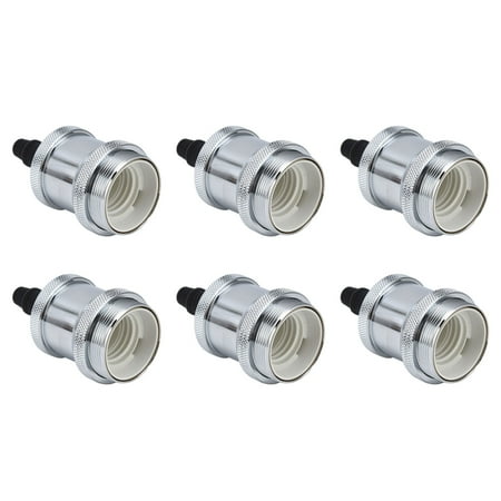 

Tebru 6 Pcs Lamp Holder Metal E26 E27 Screw Retro Lighting Base Accessories with Ground Aluminum Shell Lighting Accessories