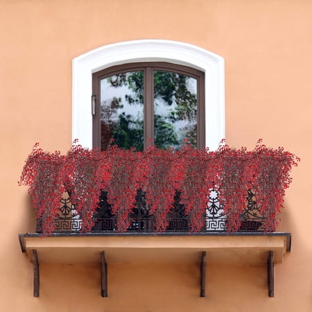 Bwiyojiz Artificial flowers Simulation Green Rattan Flower Wall Hanging Home Decoration Gifts for Yourself Red