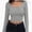 Gray, variant on Women Crew Neck Knitted Crop Shirt Long Sleeve Low Cut Basic Solid Tee Sexy Cutout Blouse Top Streetwear