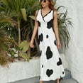 thumbnail image 6 of Cow Pattern Womens Night Club Maxi Dress V Neck Sleeveless Bohemia Long Dresses, 6 of 9