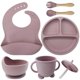 thumbnail image 1 of Babero de silicona para madres e hijos Plato de silicona para la cena Juego de ocho piezas Plato de succión para entrenamiento complementario de alimentos para bebés Juego de vajilla separada para, 1 of 5