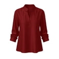 thumbnail image 4 of ZGRBOU Summer Cotton Linen Shirts for Women Trendy V Neck Long Sleeve Tops Business Casual Loose Comfy Blouses, 4 of 4