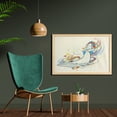 thumbnail image 2 of Whale Wall Art with Frame, Whale Cartoon Diving into the Ocean and Dividing the Water into 2 Image Print, Printed Fabric Poster for Bathroom Living Room, 35" x 23", Blue and White, by Ambesonne, 2 of 2
