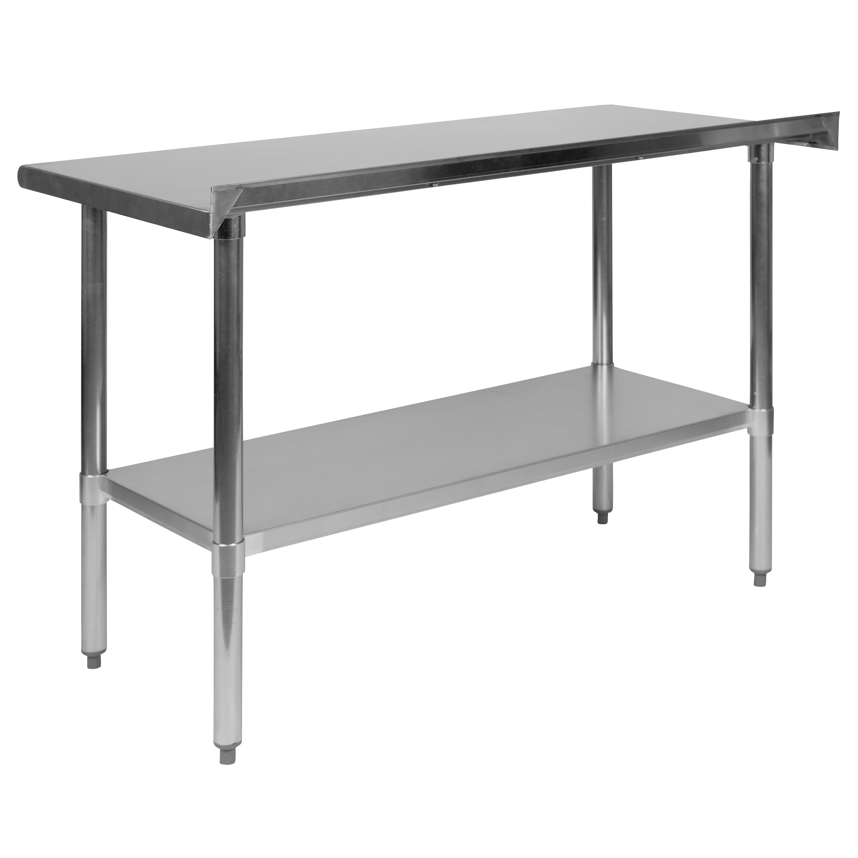 Flash Furniture Rawcliffe Stainless Steel 18 Gauge Prep and Work Table with 1.5" Backsplash and Undershelf - NSF Certified - 48"W x 24"D x 36"H
