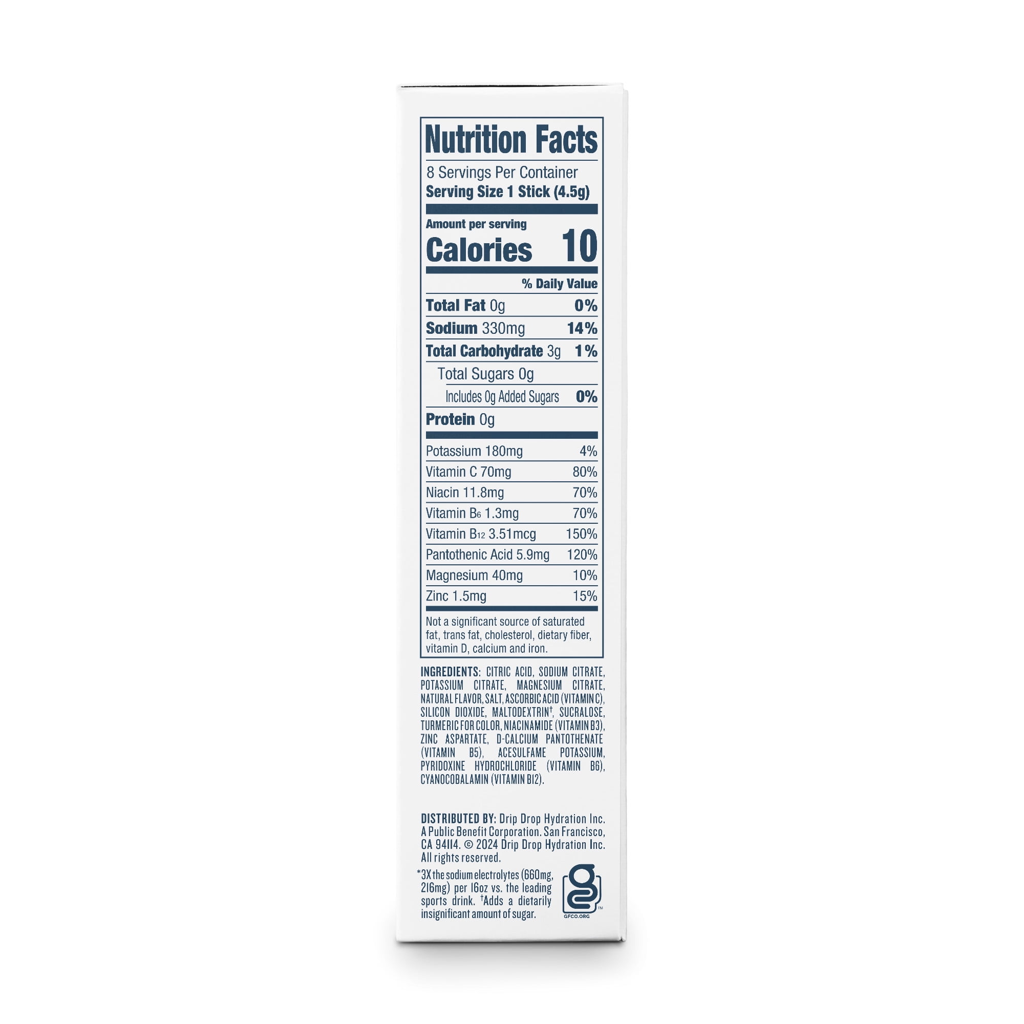 DripDrop Zero Sugar Electrolyte Powder Drink Mix for Dehydration Relief Fast, Lemon Lime, 0.16 oz, 8 Count Packets