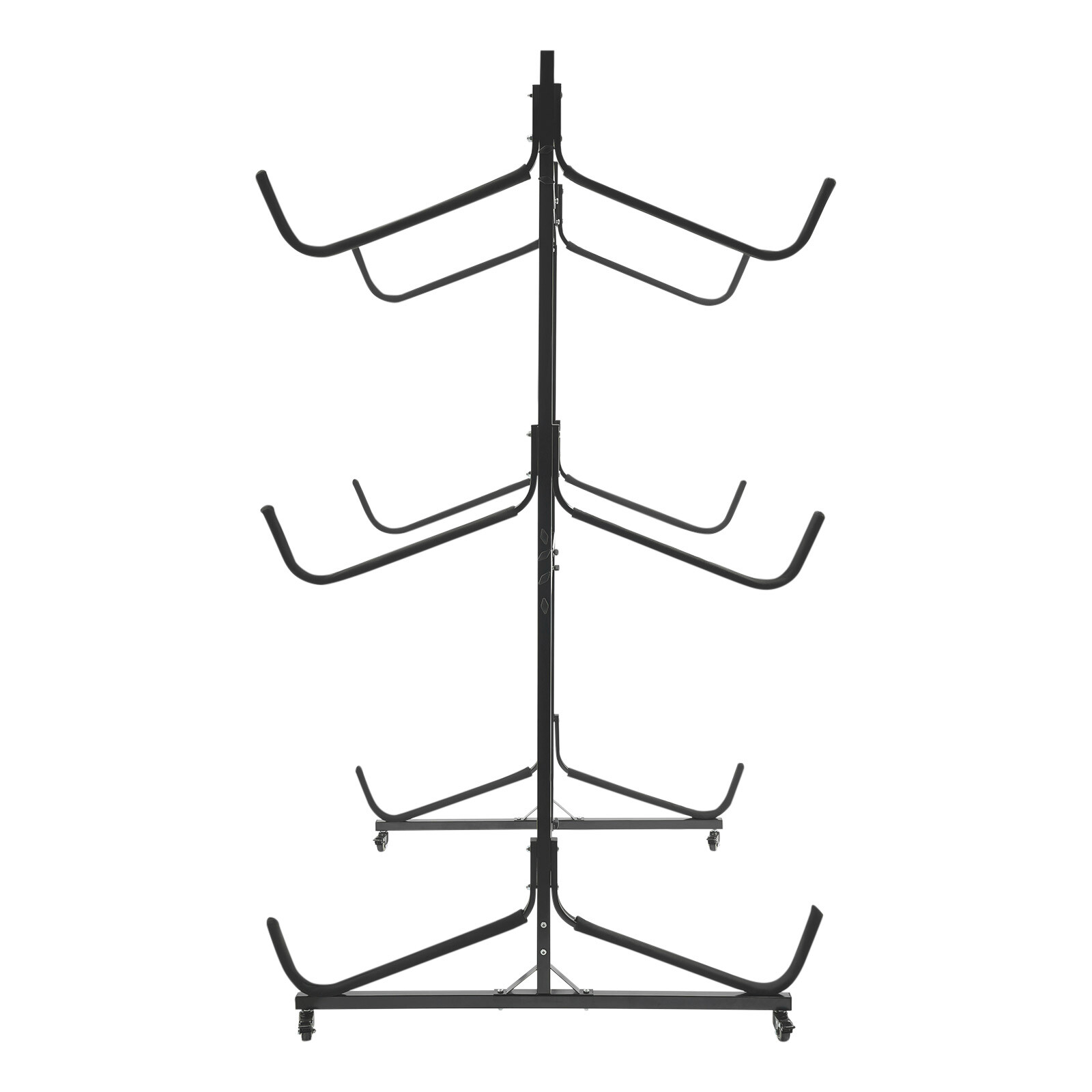ToppiJoy Adjustable Kayak Storage Rack, Freestanding Kayak Stand with Lockable Wheels, Heavy Duty Metal Stand for Canoe Boat Paddle Board SUP Surfboard Black(3 Tiers)