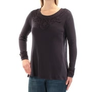 STYLE & COMPANY $34 Womens New 1137 Purple Eyelet Hi-Lo Sweater M Petites B+B