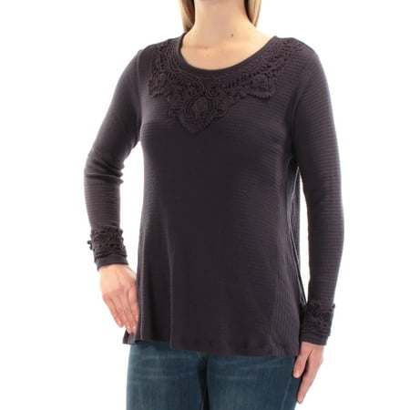 STYLE & COMPANY $34 Womens New 1137 Purple Eyelet Hi-Lo Sweater M Petites B+B