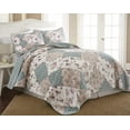 thumbnail image 2 of Chezmoi Collection Jolie 3-Piece Diamond Floral Patchwork 100% Vintage Washed Cotton Quilt Set, Queen, 2 of 7