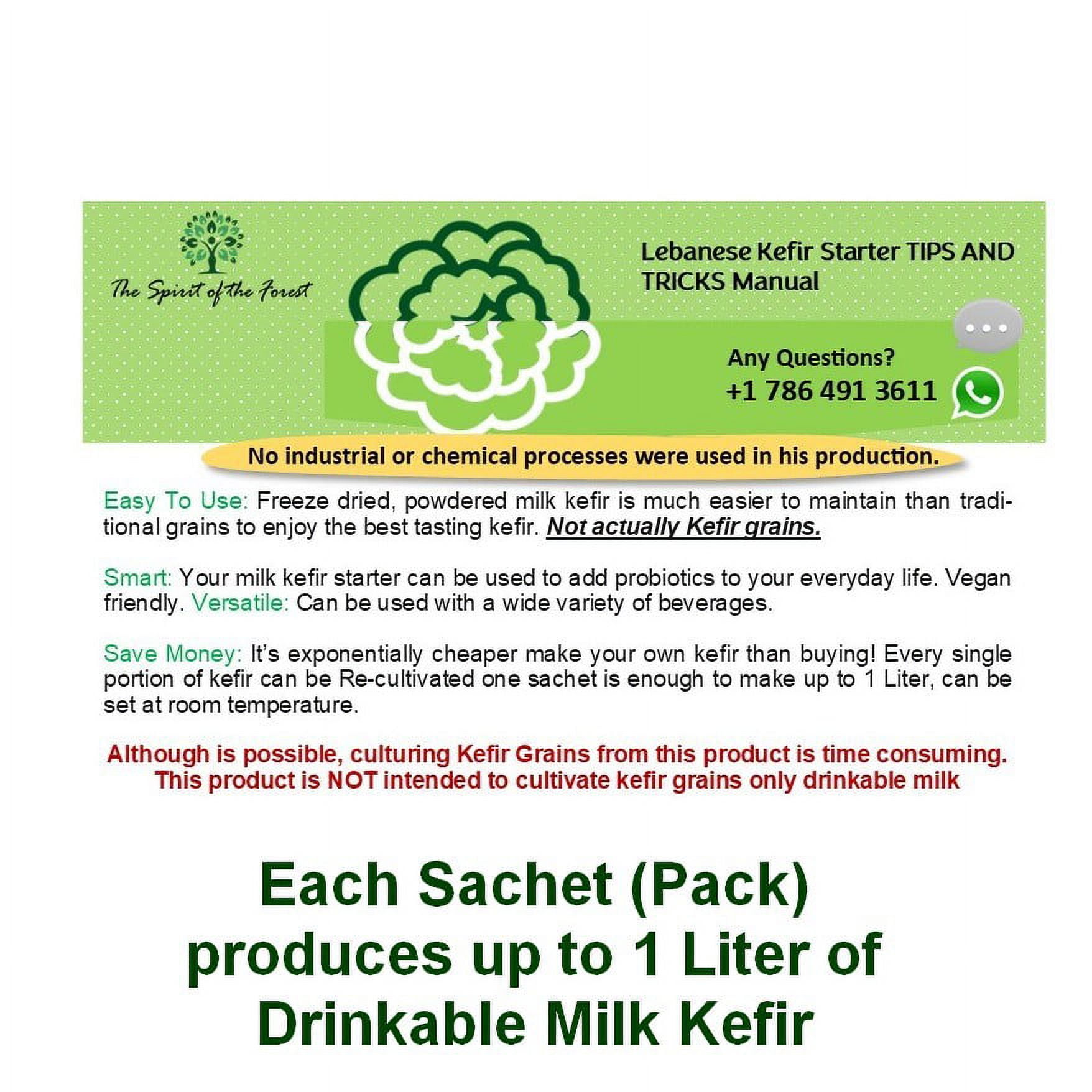 Organic and Original Milk Kefir Lebanese Grains - Live Active Probiotic Cultures for Kefir Starter Powder - Bulgaros De Leche Vivos - Non GMO - Gluten Free - Started With A Dairy (4 Pack for 4 Liter)