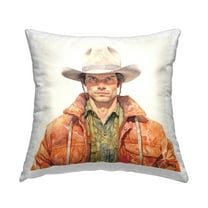 Stupell Industries Detailed Cowboy Portrait Decorative Printed Throw Pillow, 18 x 18