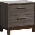 thumbnail image 2 of JERFIT 2-Drawer Nightstand with Brass Pulls, Solid Wood Bedside Table in Two-Tone Antique Gray Finish, Modern Bedroom Furniture, 2 of 8