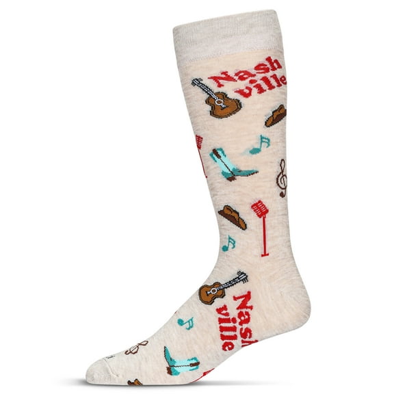 MeMoi Men's Nashville Bamboo Crew Socks - Mens - Male, 10-13, Oatmeal Heather