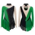 thumbnail image 3 of Oyolan Kids Girls Shiny Rhinestone Figure Ice Skating Dress Long Sleeve Ballet Tutu Skirted Leotard Dark Green 8, 3 of 4