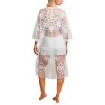 thumbnail image 4 of Swimsuit Coverup for Women Sheer Mesh Lace Embroidered 3/4 Sleeve Tie Front Long Kimono Cardigans Beach Cover Up, 4 of 6