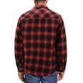 thumbnail image 2 of Men's Heavyweight Cotton Flannel Warm Sherpa Lined Snap Button Plaid Jacket (Black Red 8, 3XL), 2 of 3