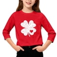 thumbnail image 1 of T-Shirt de la Saint-Patrick pour Filles, Mignon T-Shirt Graphique à Manches 3/4 Col Rond avec Imprimé Irlandais, Hauts Décontractés Printemps Été pour Vacances, Fête d'Anniversaire et Usage Quotidien Rouge 120, 1 of 5