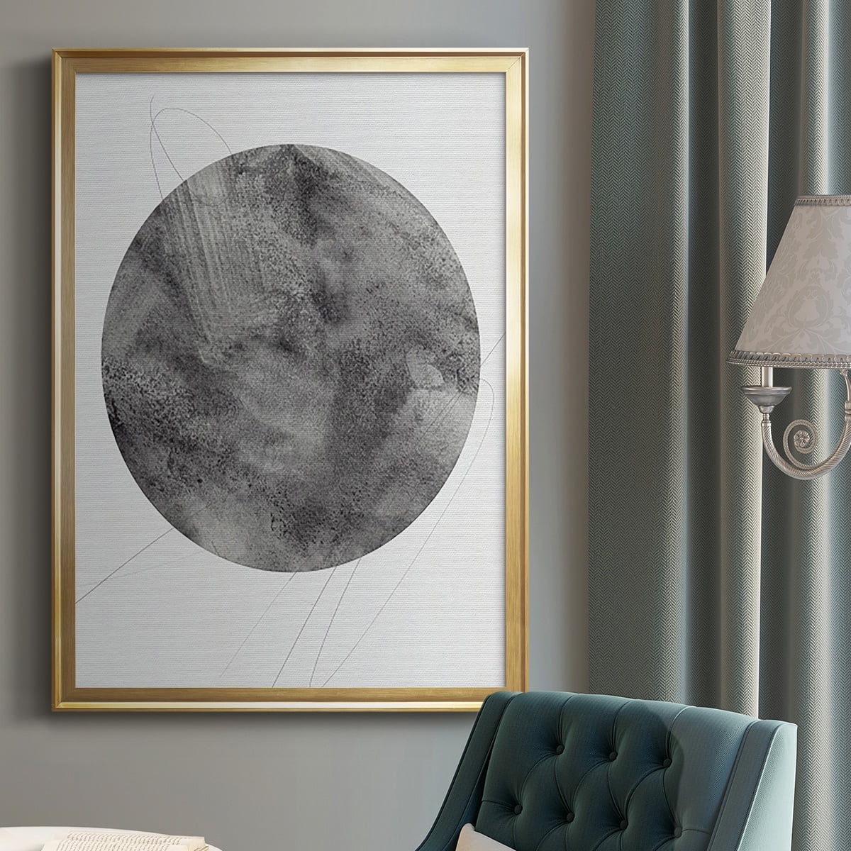 Graphite Moon II Premium Framed Print, in Gold, Black, or Silver - Ready to Hang