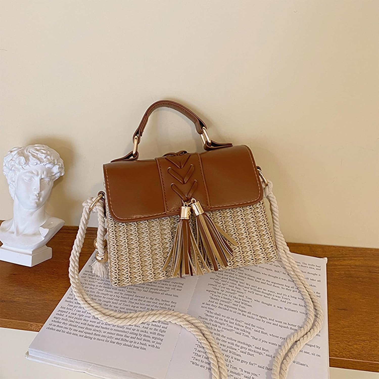 Straw Crossbody Bags for Women, Summer Straw Purses and Handbags Shoulder Clutch Bag for Vacation