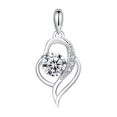 thumbnail image 1 of Collar de plata 999 Colgante de clavícula para mujer en forma de corazón Joyería de moda Regalo de San Valentín, 1 of 5