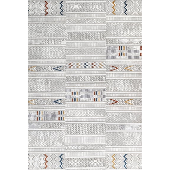 Grey Striped Area Rugs for Living Room Washable Rugs Boho Moroccan Area Rug Soft Neutral Geometric Bohemian Carpet Distressed Indoor Rug for Bedroom Dining Room Office Foldable Nonslip Rug