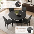 thumbnail image 3 of Leovanni Modern 47" 5-Piece Solid Wood Round Dining Table Set with 4 Upholstered Chairs, Pedestal Base Kitchen & Dining Room Set, Dark Gray, 3 of 12