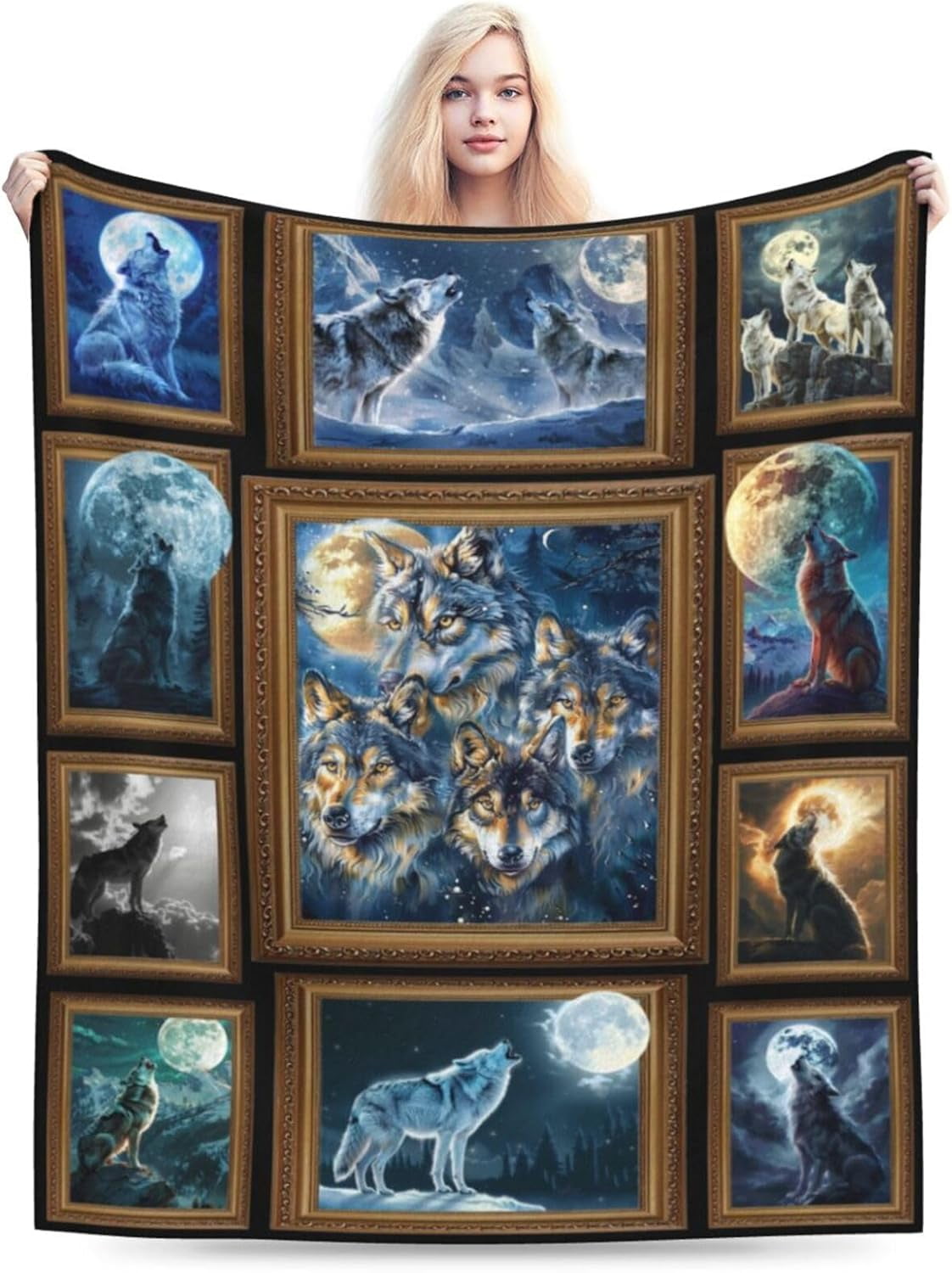 Kuscheln Wolf Blanket Soft Cozy Wildlife Animal Throw Blanket Gifts for Women Girls Super Plush Warm Wolf Stuff Lightweight Fleece Flannel Gift Blankets for Kids Adults 50"X60"