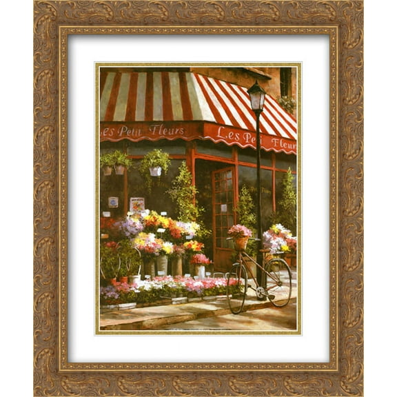 Les Petits Fleurs 2x Matted 15x18 Gold Ornate Framed Art Print by T C Chiu