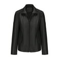 thumbnail image 5 of Faux Leather Jacket for Women Motorcycle Fashion Zip Up Coat Trendy Going Out Jackets Black L, 5 of 10