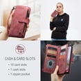 thumbnail image 4 of ELEHOLD for Samsung Galaxy A16 5G Case for Men Women Wallet Case, Premium Leather Shockproof Purse Case with Credit Card Slots Zipper Pocket Anti-Loss Wriststrap Samsung Galaxy A16 5G,Red, 4 of 9