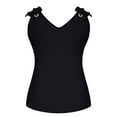 thumbnail image 6 of Mrat Slim Cami Womens Fashion Solid Sleeveless V-Neck Bow Casual Tank Tops Vests Blouse Shapewear Tank Tops for Women S-97 Black S, 6 of 6