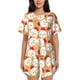 thumbnail image 1 of Balery Cartoon Chicken Conjunto de Pijama para Mujer con Estampado, Dos Piezas de Manga Corta y Shorts, Ropa de Dormir Suave con Cuello Redondo y Bolsillos-4X-Large, 1 of 6