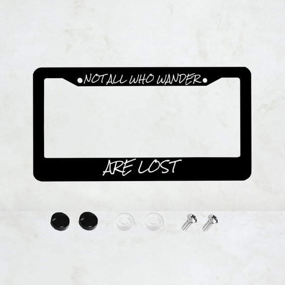 Not all who wander，are lost License Plate Frame, Cute License Plate Frames Pink Tropical Car Plate Frame Holder Cover for Women Men with 2 Holes，12x6 Inches