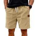 thumbnail image 5 of Homeyce Mens Corduroy Shorts Drawstring Elastic Waist with Pockets Lounge Short Summer Beach Casual Beach Bermuda Short Corduroy Straight-Leg Resort Wear,Brown L, 5 of 5