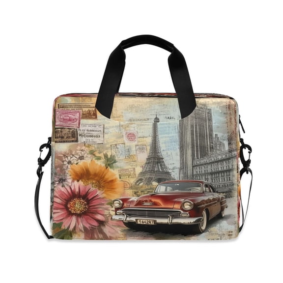 16inch Laptop Briefcase, Business Laptop Bag with Detachable Strap & Padded Compartment, Water-Resistant Polyester,Stamp