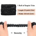 thumbnail image 2 of Elastic Sequin Trim, 0.8 Inch 2 Row Flat Glitter Paillette Sequin Ribbon, Metallic Sequin Strip DIY Decorations, 25 Yards, Black, 2 of 5