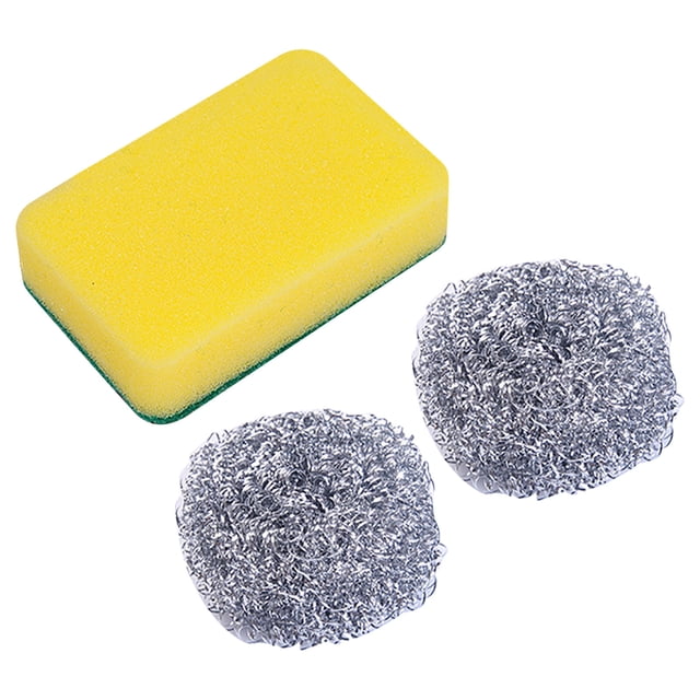Fesfesfes 3-in-1 Kitchen Metal Cleaning Ball Double-Sided Brush Scour Pad Non-Stick Grease Remover for Cookware for Removing Rust Dirty Cookware Cleaner