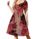 thumbnail image 2 of Vestido de fiesta de lujo para mujer con estampado floral tropical de Kona On Fire, de manga corta., 2 of 7
