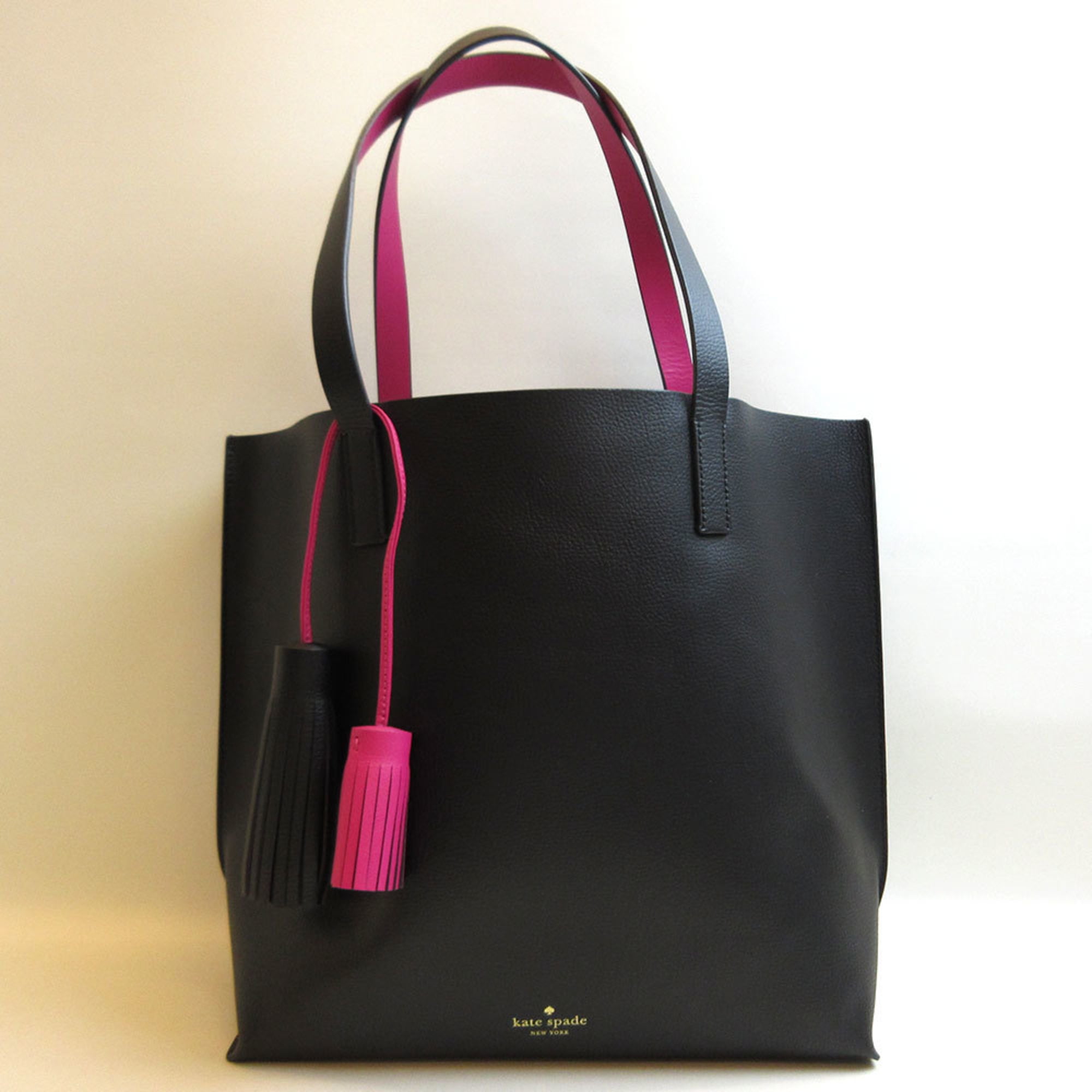 Authenticated Used Kate Spade Leather Tote Bag Black Pink Ladies -  
