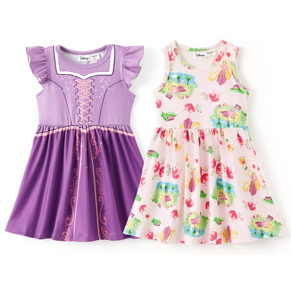 Disney Princess Toddler Girl Dresses Frozen Elsa Anna Character Ruffled Sleeveless Dress Size 2-6