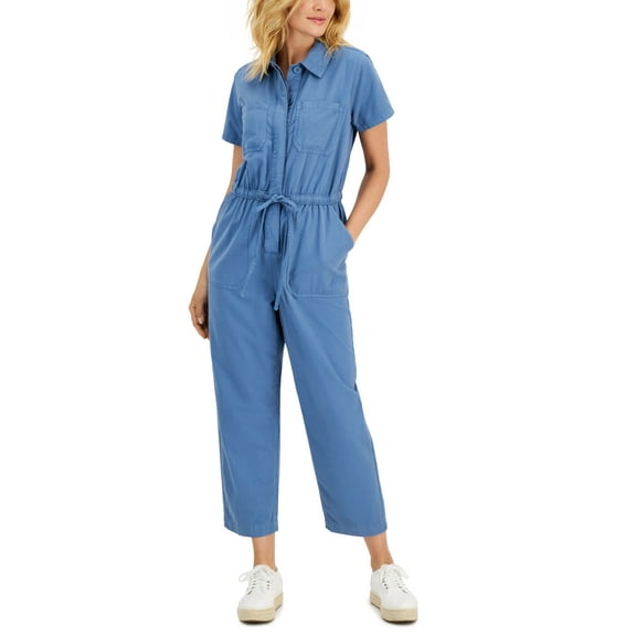 Style & Co Womens Utility Jumpsuit Studio Denim 18