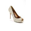 Pre-owned|Badgley Mischka Womens Stiletto Heel Peep Toe Glitter Pumps Gold Tone Size 8 M