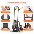 thumbnail image 6 of VEVOR Stair Climbing Cart, 440 lbs Capacity Stair Climber Hand Truck and Dolly, Heavy-Duty Folding Trolley Cart with Dual Handle, 6 Wheels & 2 Elastic Ropes for Home Office Shopping Moving Warehouse, 6 of 9