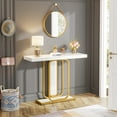 thumbnail image 2 of Tribesigns Modern Gold White Console Table with LED Lights, Entryway Hallway Table with Faux Marble Veneer for Living Room, Entrance, 2 of 7