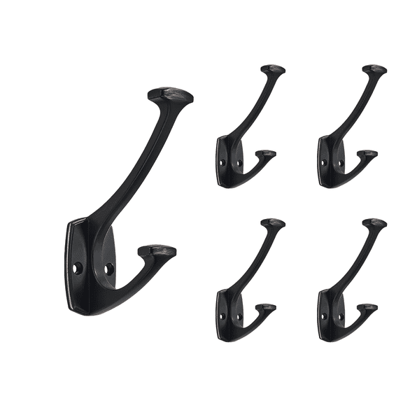 KHTUMEWARE 5 Pack Oil Rubbed Bronze Hooks Decorative Heavy Duty Solid Large Coat Hooks for Towel Hanging Coats Robe Wall Mounted Towel Bags Door Back Bathroom Wall Hook.